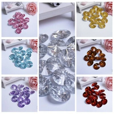 50 X Acrylic Crystal Buttons For Curtain Pillow Sofa Upholstery Crafts Adorn Red - Image 1 of 4