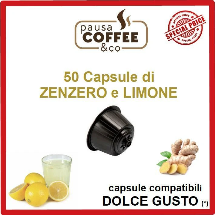 PAUSACOFFEE 50 capsule cialde ZENZERO e LIMONE compatibili DOLCE GUSTO