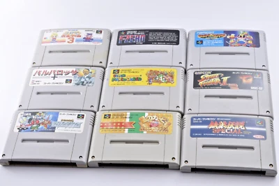 Lot of 9 Nintendo Super Famicom Games F-Zero Mario Kirby SNES SFC Japanese Game - Image 1 of 4