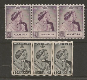 GAMBIA ( 5000) KGV1 x 1948 Silberhochzeit in 3er Streifen U/M/M - Bild 1 von 1
