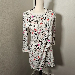 Kate Spade New York Pink White Cosmetics Print Cotton Night Sleep Shirt Size S - Picture 1 of 13