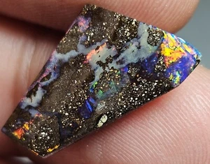 Polished Boulder Opal From Winton Multicolour Matrix 5.65 Ct Lapidary Australian - Picture 1 of 15