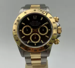 Rolex Daytona Schwarz 16523 Stahl Gold Chronograph Armbanduhr Box Zenith 750 - Bild 1 von 6