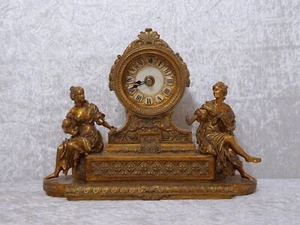 Masa artificial cuarzo reloj buffet reloj chimenea - estilo vintage - diseño antiguo - dorado - Imagen 1 de 5