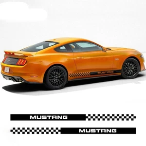 2 PCS Car Side Skirt Rocker Panel Sticker Decal For Ford Mustang Vinyl Stripe - Picture 1 of 6