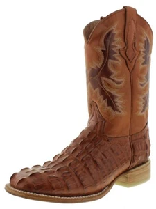 Bota Vaquera Para Hombres Western Coñac Estampado Cola de Caimán Cuadrada Vaquero Talla 13.5 - Imagen 1 de 5