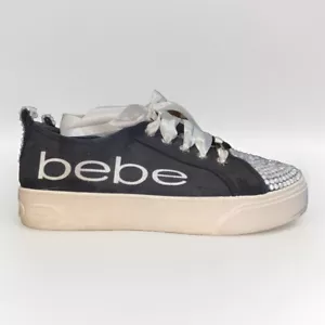 Bebe Sport Black Bedazzled Lace-Up Sneakers Women’s Size 8 - Picture 1 of 8