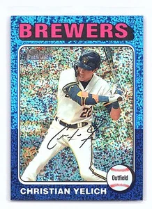 2024 Topps Heritage #369 Christian Yelich Chrome Blue Sparkle Refractor - Bild 1 von 2