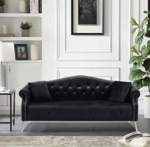 78.7" Chesterfield Velvet Sofa,Button Tufted Curved - Picture 1 of 7