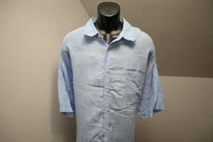 Jos A Bank 100% Linen Button Up Dress Shirt Blue Short Sleeve Mens 2XB 2XL Big - Picture 1 of 7