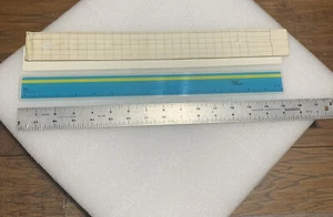 Vintage Buhl Press Inc Highlighting Ruler 15" Blue Transparent With Yellow - Picture 1 of 7