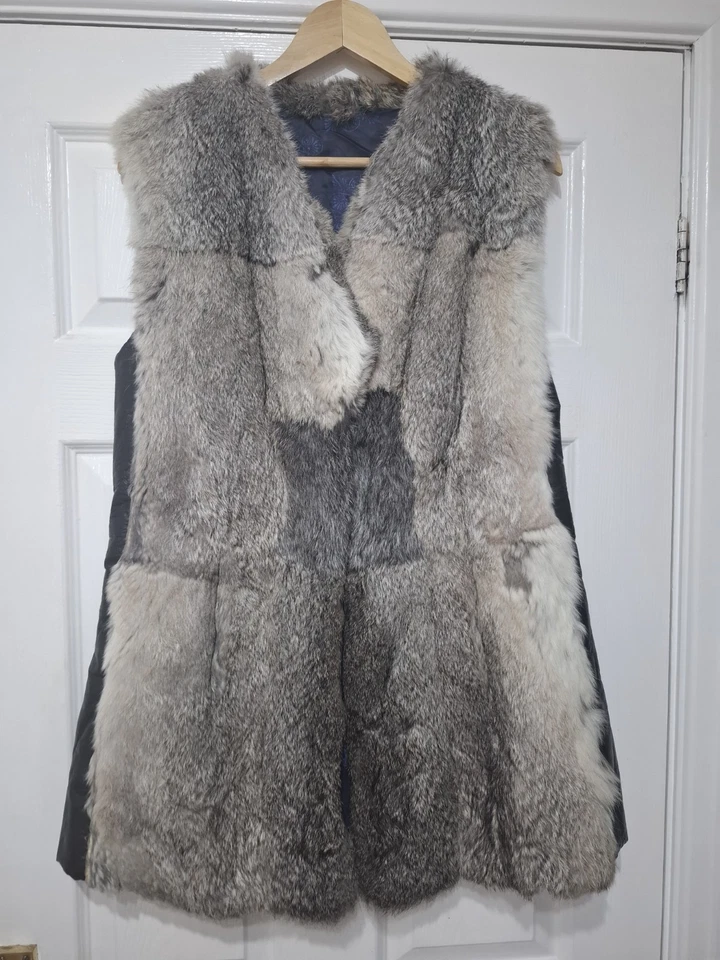 Retro Vintage 70s/80s Rabbit Fur Gillet Waistcoat UK 10/12 - Image 1 of 4
