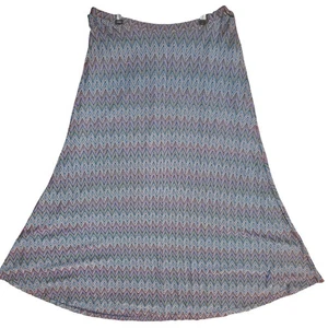 NUEVAS DIRECCIONES Mujer 2X Chevron Mezcla de Lino Maxi Falda Boho Retro Artística Elegante - Imagen 1 de 7