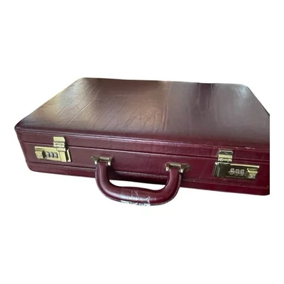 Vintage 1990s Expandable Leather Briefcase Attaché with gold hardware - Image 1 of 4