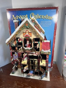 Vintage Costco Wooden Advent Christmas Calendar House With 24 Compartments Santa - Picture 1 of 9
