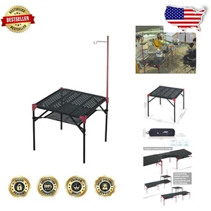 Black Aluminum Folding Table - Ultralight and Waterproof for Outdoor Adventures - Picture 1 of 11
