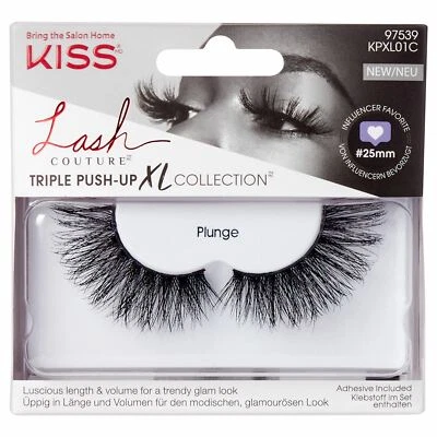 KISS LASHES Kiss Lash Couture Triple Push Up Black False Lashes XL - Style Plunge - 1 Pair