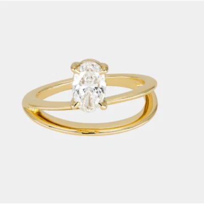 14k Yellow Gold IGI 1.00 Ct Oval Cut Lab Created Wedding Diamond Ring E F VS - Image 1 of 4