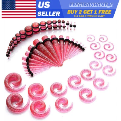 Kit de medidores de estiramiento de oreja acrílicos de 18-54 piezas piercing tapón cónico espiral 14G-00G Foto 1 de 4