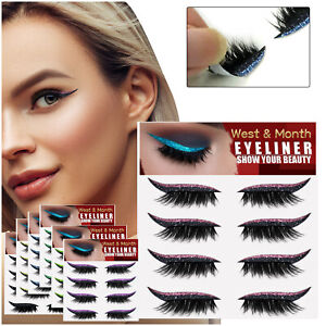 2022 Fake Eyelash Eyeliner 2 IN 1Reusable Eyeliner And Eyelash Stickers 4Pair