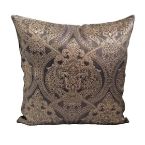 Damascus Floral Satin Beige 18x18" Decorative/Throw Pillow Case / Cushion Cover - Picture 1 of 3