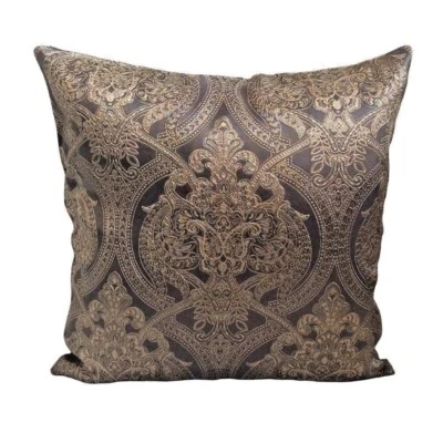 Damascus Floral Satin Beige 18x18" Decorative/Throw Pillow Case / Cushion Cover - Image 1 of 3