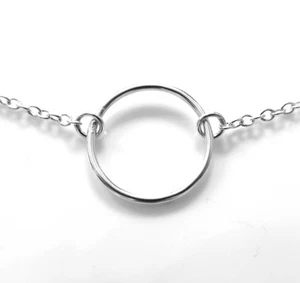 20mm Sterling Silver Karma Necklace Eternity Infinity Circle Ring Chain Handmade - Picture 1 of 4