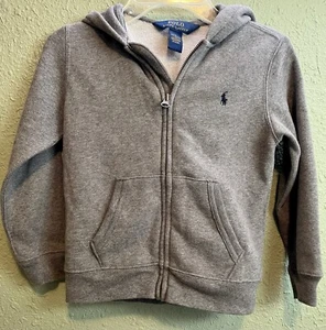 Polo Ralph Lauren Full Zip Fleece  Heathered Gray Hoodie Boy's Size  5 - Picture 1 of 5