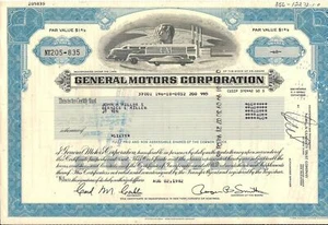 Original Stock certificate General Motors Corp. Delaware blue 1982-1983 - Picture 1 of 2