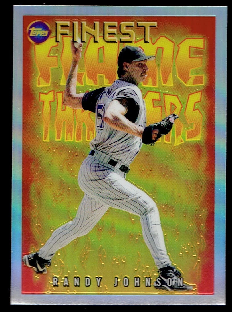 2022 Topps Finest Flashbacks Randy Johnson Flame Throwers Refractor Card