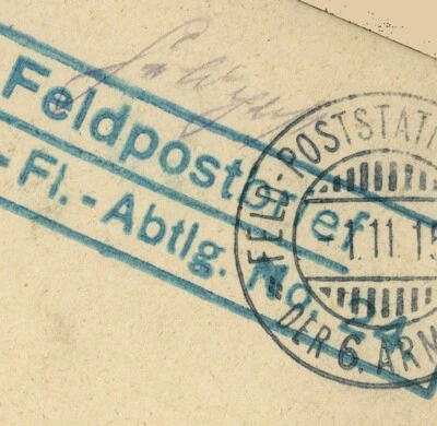 Germany WWI Feldpost 6th Army Postal Station Card 1915 Ypres Architecture - Image 1 of 3