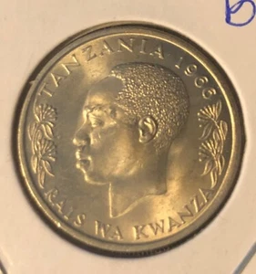 1966 Tanzania 50 Senti UNCIRCULATED Copper Nickel Coin-21MM-Julius Nyerere-KM#3 - Picture 1 of 4