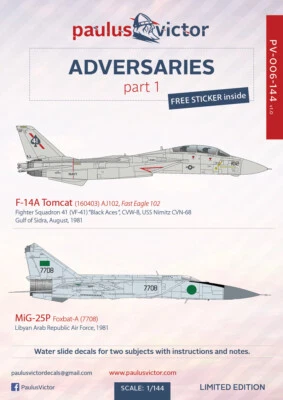 PaulusVictor 1/144 decals F-14A Tomcat Black Aces MiG-25P PV-006-144 ADVERSARIES - Image 1 of 4