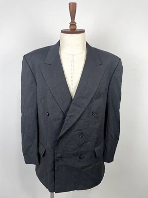 Jaqueta Blazer Curta Masculina Pierre Balmain Cinza 100% Lã Fecho Duplo Tamanho 44 - Imagem 1 de 4