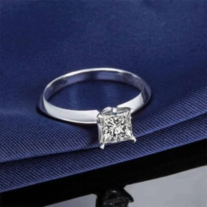 2.90Ct Princess Cut LabCreated White Diamond Engagement Ring 925 Sterling Silver - Picture 1 of 3