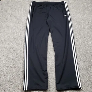 VTG Y2K Adidas Track Pants Mens XL Black White 3-Stripes Baggy Wide Leg - Picture 1 of 13