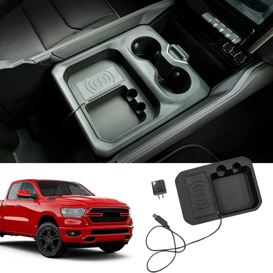 For 2019 2025 Dodge Ram 1500 Car Wireless Charger Fast Charging Pad Replacement Foto 1 de 4
