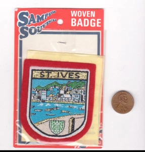 Vtg St. Ives Patch-Travel-Sampson Souvenir-Red Felt-Europe-Shield-Woven-NIP - Picture 1 of 1