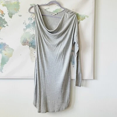 Vestido Desnudo Haute Hippie Talla Pequeña Gris Bodycon Una Manga Modal Suave Elástico Foto 1 de 4