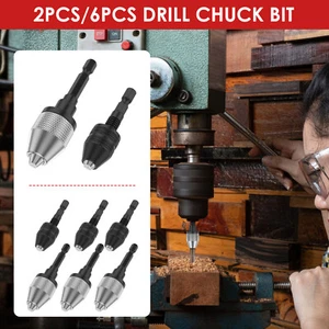 2/6Pcs Keyless Drill Chuck Bit 1/4 Inch Hex Shank Screwdriver Drill Adapter - Picture 1 of 22