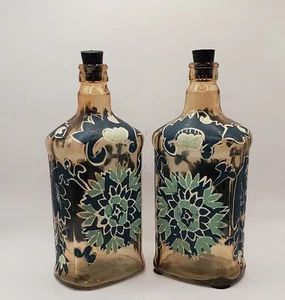 Hand Painted Beautiful Bottle Mandala Floral Dot Design White and Blue India - Picture 1 of 19