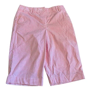 Bermuda Talbots Tg4 Rosa Gingham Plaid Chino Elasticizzato Pantaloncini Golf Nuovi - Foto 1 di 3