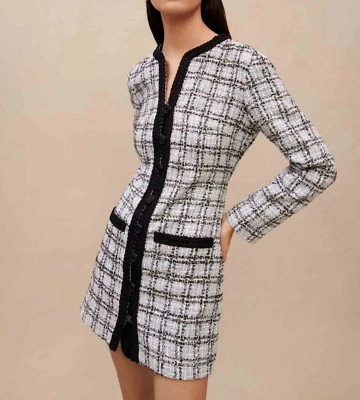 Новый с Ярлыками $535 maje Rizuli клетку Твид мини-платье 42/XL - Изображение 1 из 4