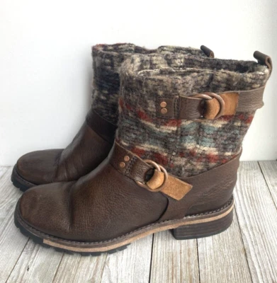 WOOLRICH BALTIMORE Harness Brown Leather Wool Boots US 8 Women's Buckle Boot - Image 1 of 4