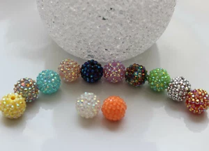 10/20 Shamballa Beads 18mm Jewellery Pearl Tone Rhinestone Bracelet Crafts DIY - Picture 1 of 2