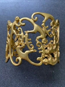 YELLOW GOLD PLATED STEEL CUFF BRACELET - Picture 1 of 7