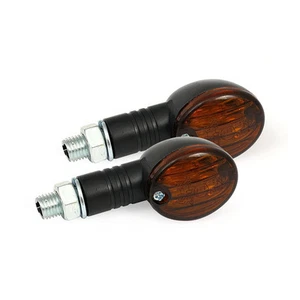 Frecce Micro-Flash Oval nere Fumè omologate moto Harley Custom Cafe Racer Bobber - Foto 1 di 1