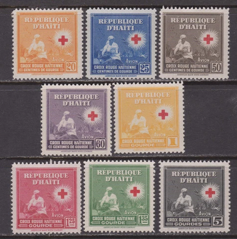 Haiti 8 mint stamps - Nurse and injured. Haitian Red Cross 1945 Cover