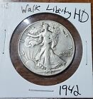1942-P 50c Walking Liberty Srebrny Orzeł Pół dolara Moneta Amerykańska 90% srebro B