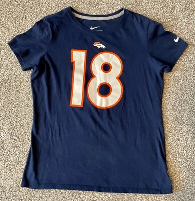 Nike Denver Broncos Peyton Manning 18 Blue T-shirt Slim Fit Womens Size XL - Image 1 of 3